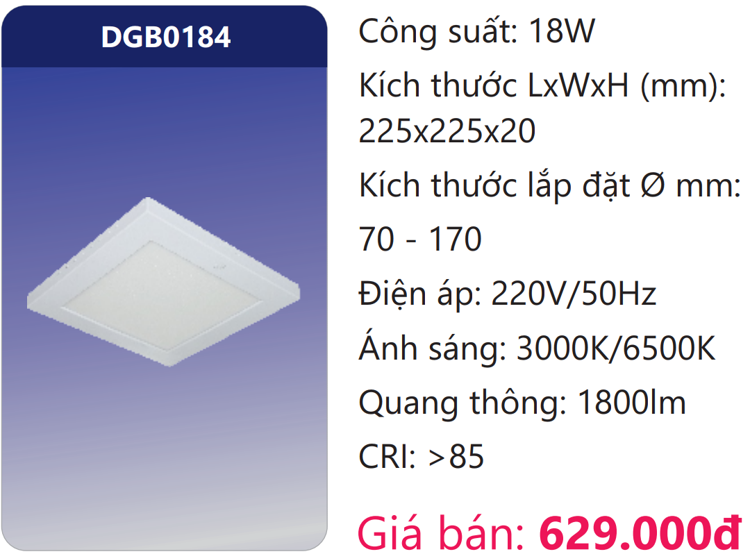 ĐÈN GẮN NỔI CẢM BIẾN LED 18W DUHAL DGB0184