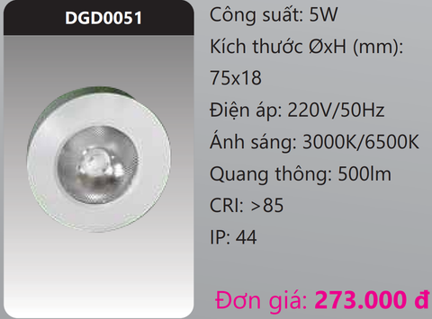  ĐÈN GẮN NỔI CHIẾU ĐIỂM TRANG TRÍ LED 5W DUHAL DGD0051 