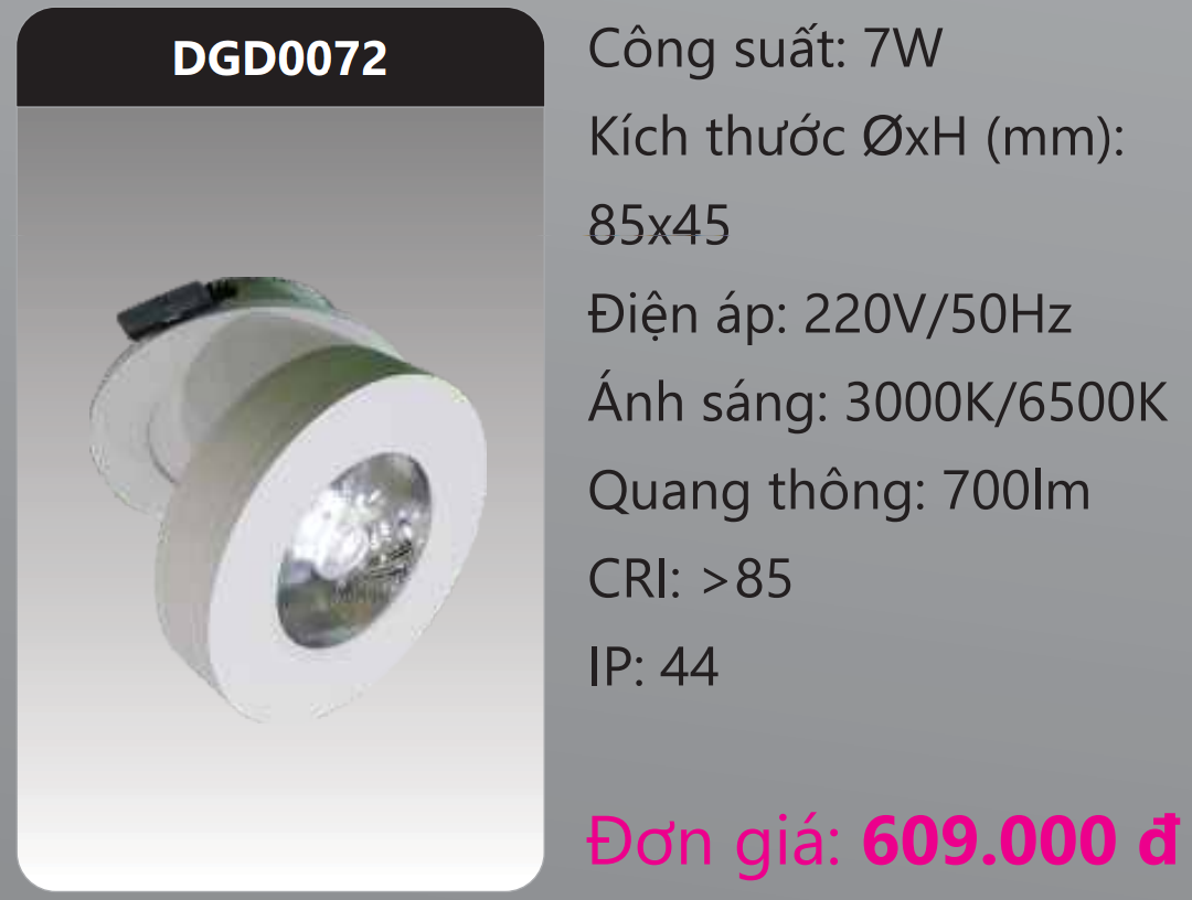 ĐÈN GẮN NỔI CHIẾU ĐIỂM TRANG TRÍ LED 7W DUHAL DGD0072