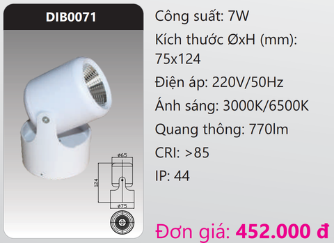  ĐÈN GẮN NỔI CHIẾU ĐIỂM TRANG TRÍ LED 7W DUHAL DIB0071 