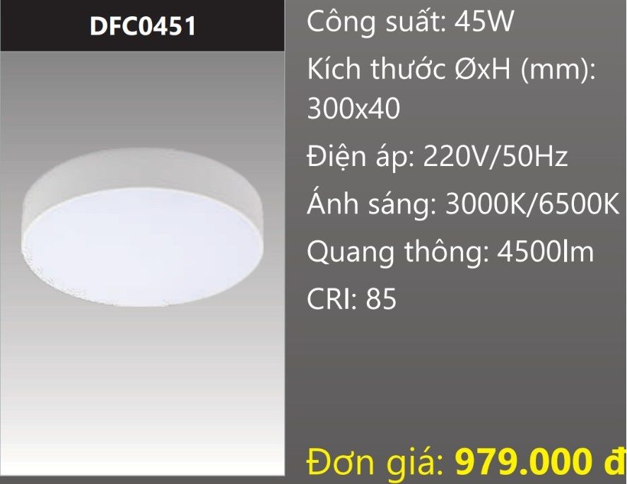 ĐÈN GẮN NỔI ỐP TRẦN TRÒN TRÀN VIỀN LED 45W DUHAL DFC0451