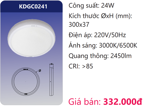  ĐÈN GẮN NỔI VIỀN TRÒN LED 24W DUHAL KDGC0241 