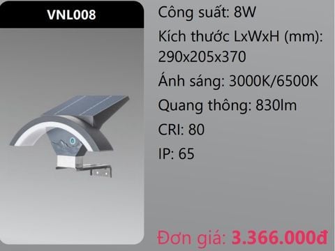  ĐÈN GẮN VÁCH TƯỜNG NĂNG LƯỢNG MẶT TRỜI LED 8W DUHAL VNL008 