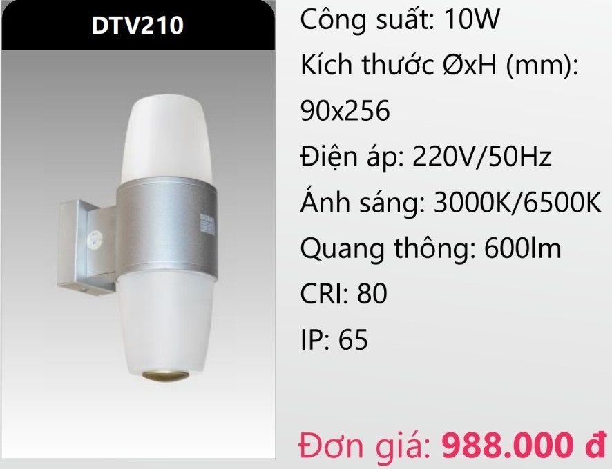 ĐÈN GẮN VÁCH TƯỜNG TRANG TRÍ LED 10W DUHAL DTV210