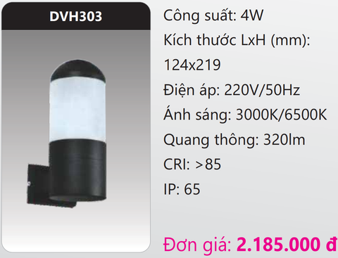  ĐÈN GẮN VÁCH TƯỜNG TRANG TRÍ LED 4W DUHAL DVH303 