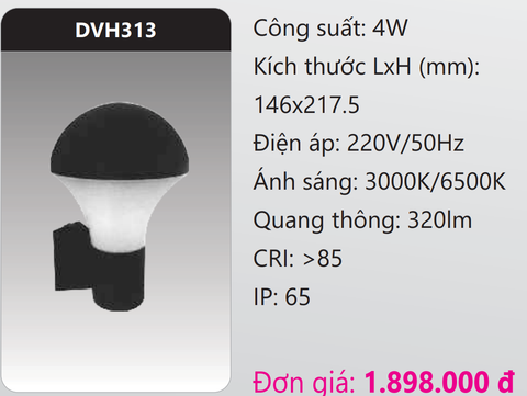  ĐÈN GẮN VÁCH TƯỜNG TRANG TRÍ LED 4W DUHAL DVH313 