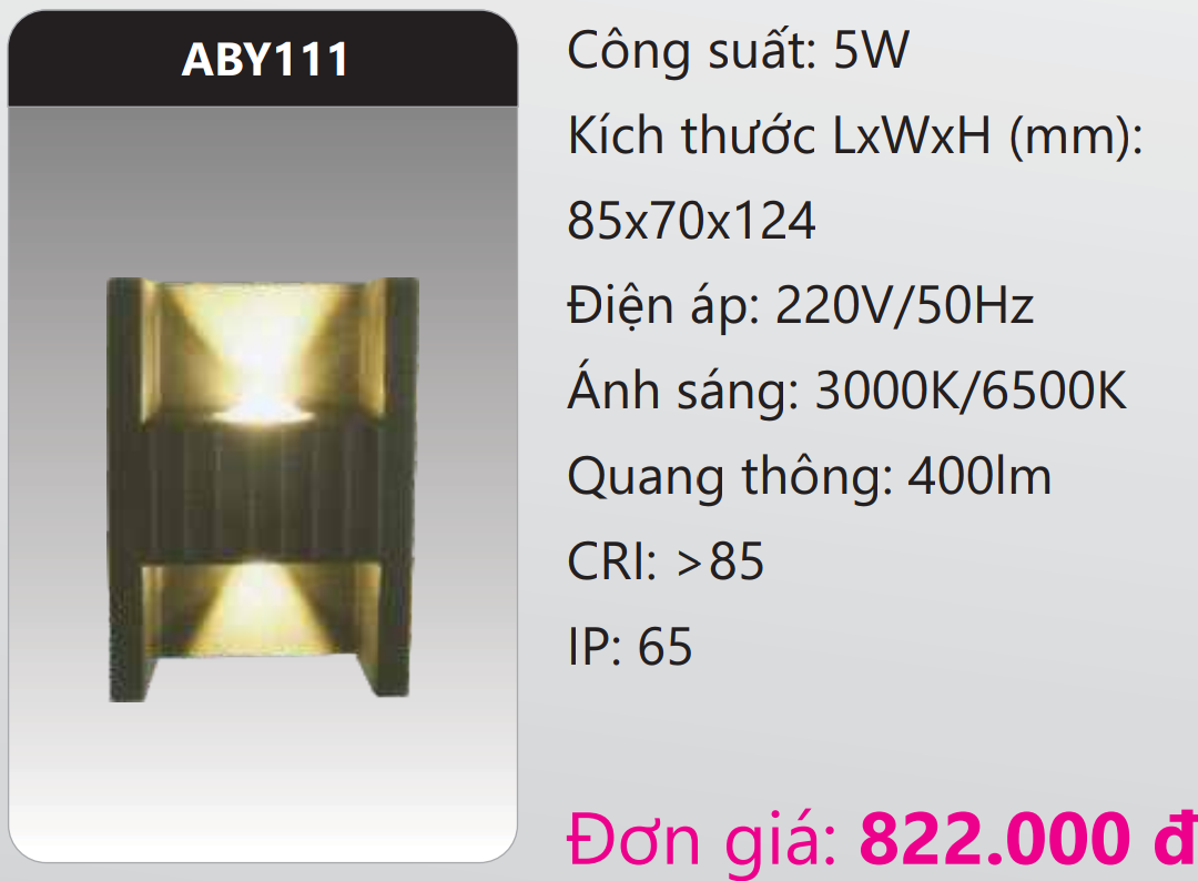 ĐÈN GẮN VÁCH TƯỜNG TRANG TRÍ LED 5W DUHAL ABY111