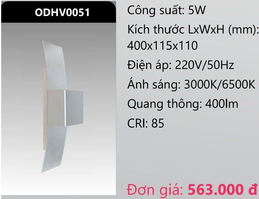 ĐÈN GẮN VÁCH TƯỜNG TRANG TRÍ LED 5W DUHAL ODHV0051