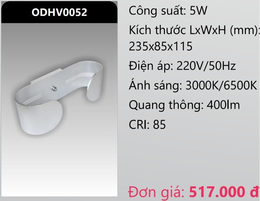 ĐÈN GẮN VÁCH TƯỜNG TRANG TRÍ LED 5W DUHAL ODHV0052