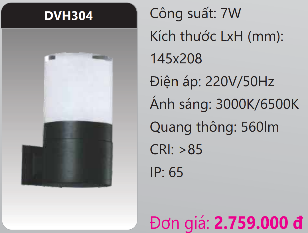 ĐÈN GẮN VÁCH TƯỜNG TRANG TRÍ LED 7W DUHAL DVH304