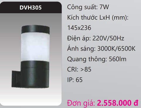  ĐÈN GẮN VÁCH TƯỜNG TRANG TRÍ LED 7W DUHAL DVH305 