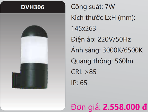  ĐÈN GẮN VÁCH TƯỜNG TRANG TRÍ LED 7W DUHAL DVH306 