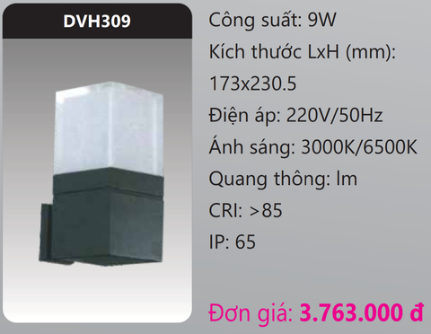  ĐÈN GẮN VÁCH TƯỜNG TRANG TRÍ LED 9W DUHAL DVH309 