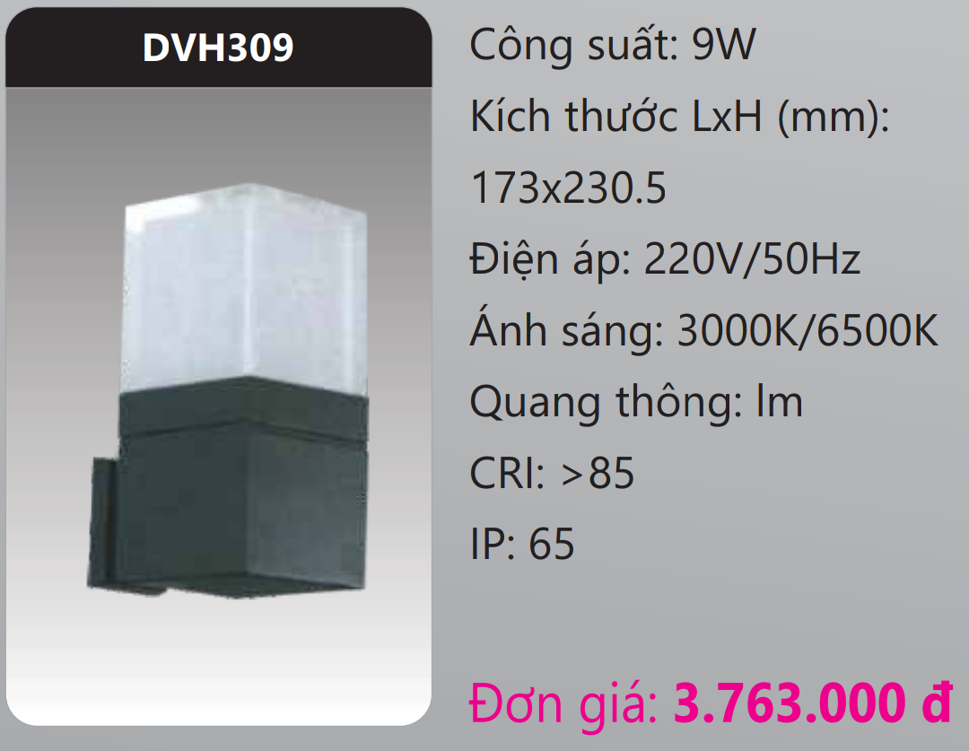 ĐÈN GẮN VÁCH TƯỜNG TRANG TRÍ LED 9W DUHAL DVH309