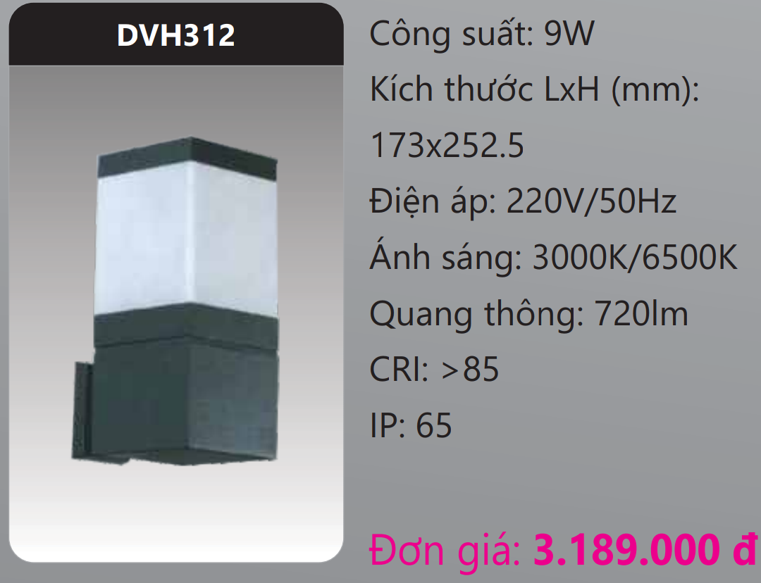 ĐÈN GẮN VÁCH TƯỜNG TRANG TRÍ LED 9W DUHAL DVH312