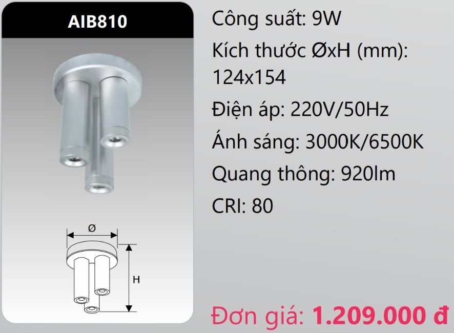 ĐÈN HẮT CHIẾU ĐIỂM TRANG TRÍ LED 9W DUHAL AIB810