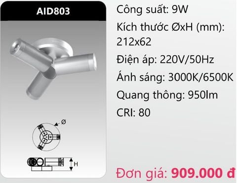  ĐÈN HẮT CHIẾU VÁCH TƯỜNG TRANG TRÍ LED 9W DUHAL AID803 