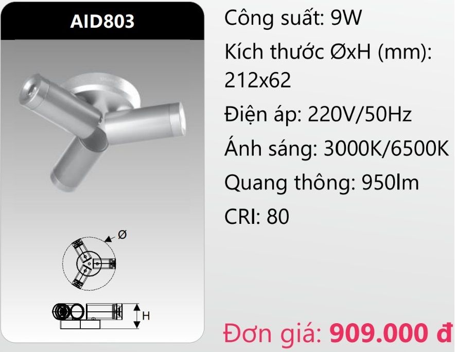 ĐÈN HẮT CHIẾU VÁCH TƯỜNG TRANG TRÍ LED 9W DUHAL AID803