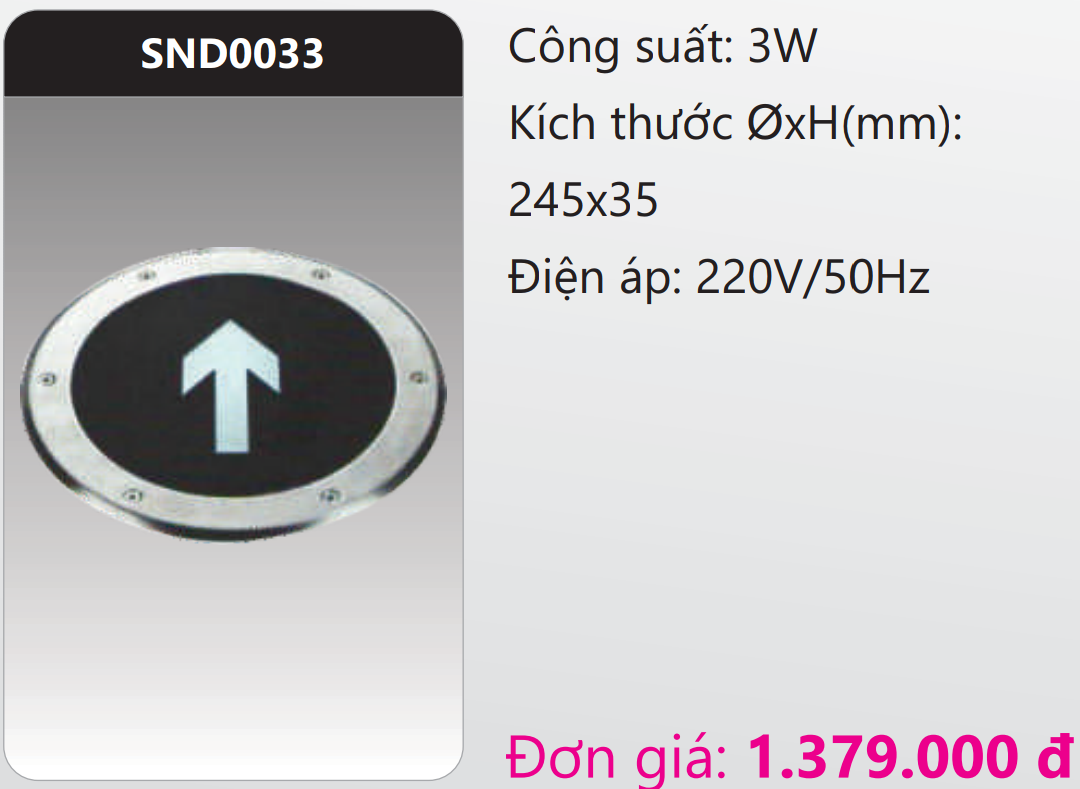 ĐÈN LED ÂM SÀN CHỈ HƯỚNG THOÁT HIỂM 3W DUHAL SND0033