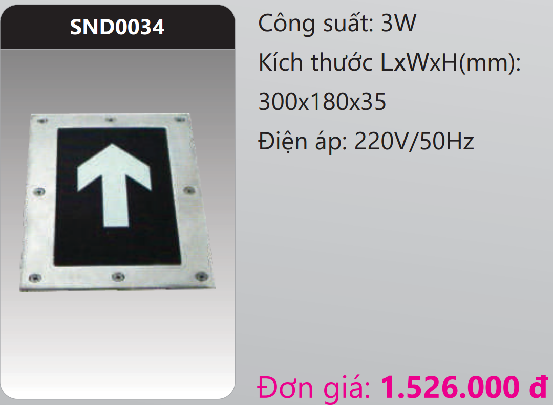 ĐÈN LED ÂM SÀN CHỈ HƯỚNG THOÁT HIỂM 3W DUHAL SND0034