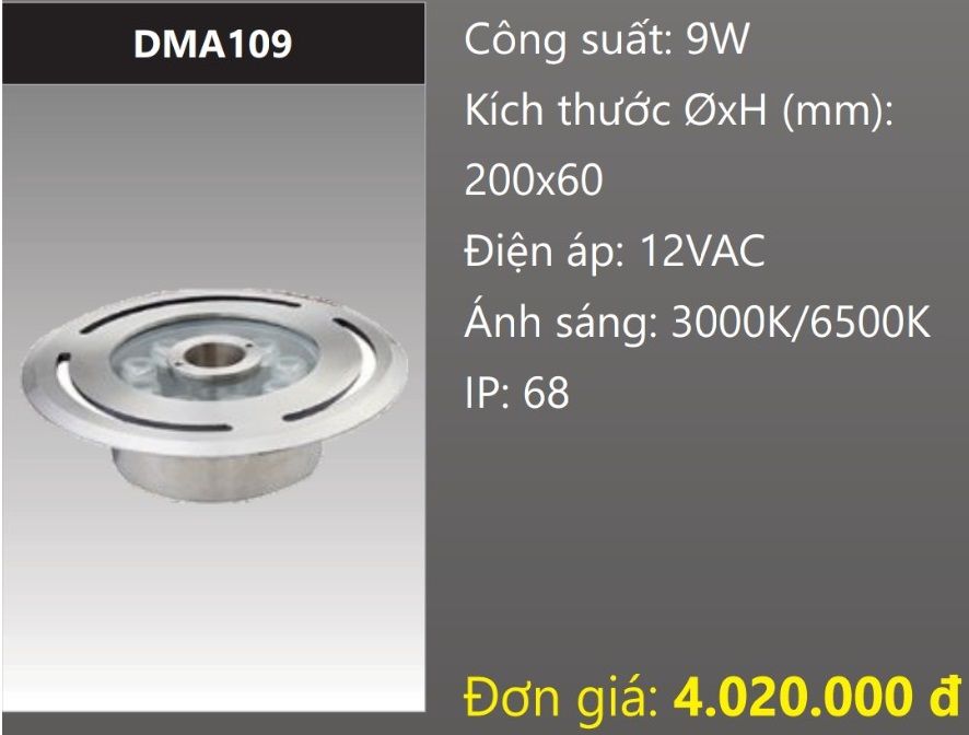 ĐÈN LED ÂM SÀN DƯỚI NƯỚC 9W DUHAL DMA109