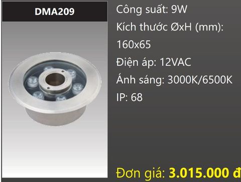  ĐÈN LED ÂM SÀN DƯỚI NƯỚC 9W DUHAL DMA209 