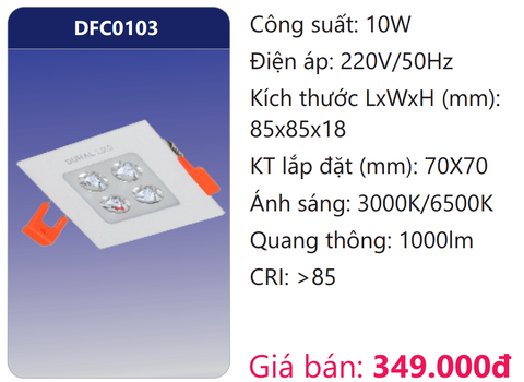  ĐÈN LED ÂM TRẦN CHIẾU ĐIỂM 10W DUHAL DFC0103 