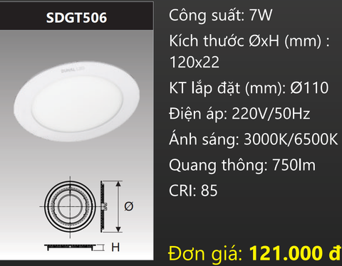  ĐÈN LED ÂM TRẦN DUHAL 6W SDGT506 ( DGT506 / DG T506 / DGT 506 ) 