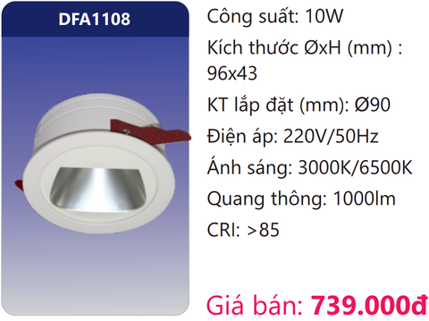  ĐÈN LED ÂM TRẦN TRANG TRÍ DUHAL 10W DFA1108 