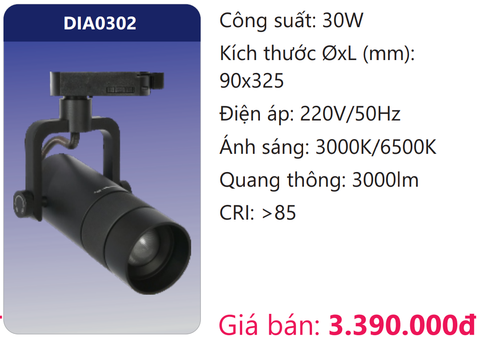  ĐÈN LED CHIẾU ĐIỂM GẮN THANH RAY 30W DUHAL DIA0302 