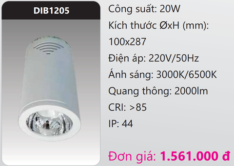  ĐÈN LED CHIẾU SÂU GẮN NỔI TRANG TRÍ DUHAL 20W DIB1205 