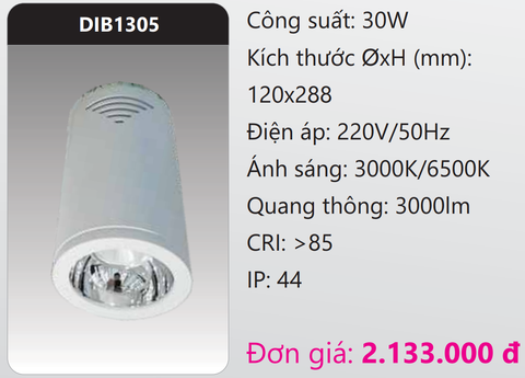  ĐÈN LED CHIẾU SÂU GẮN NỔI TRANG TRÍ DUHAL 30W DIB1305 