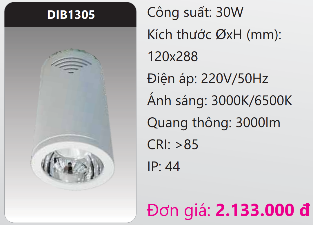 ĐÈN LED CHIẾU SÂU GẮN NỔI TRANG TRÍ DUHAL 30W DIB1305