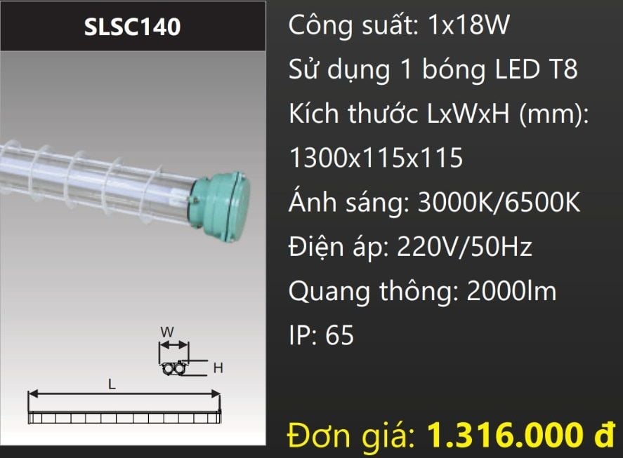 ĐÈN LED CHỐNG NỔ 1M2 GẮN 1 BÓNG LED 18W DUHAL SLSC140