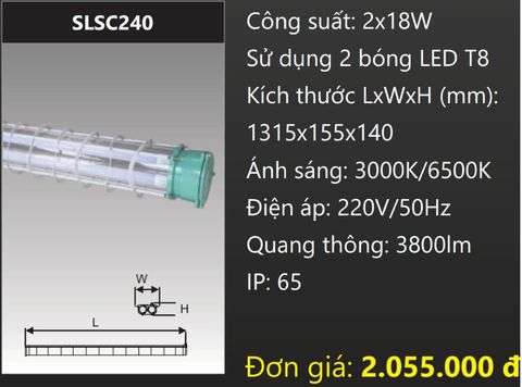  ĐÈN LED CHỐNG NỔ 1M2 GẮN 2 BÓNG LED 2 X 18W DUHAL SLSC240 