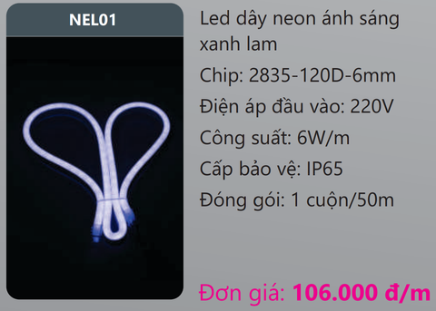  ĐÈN LED DÂY NEON DUHAL ÁNH SÁNG XANH LAM NEL01 