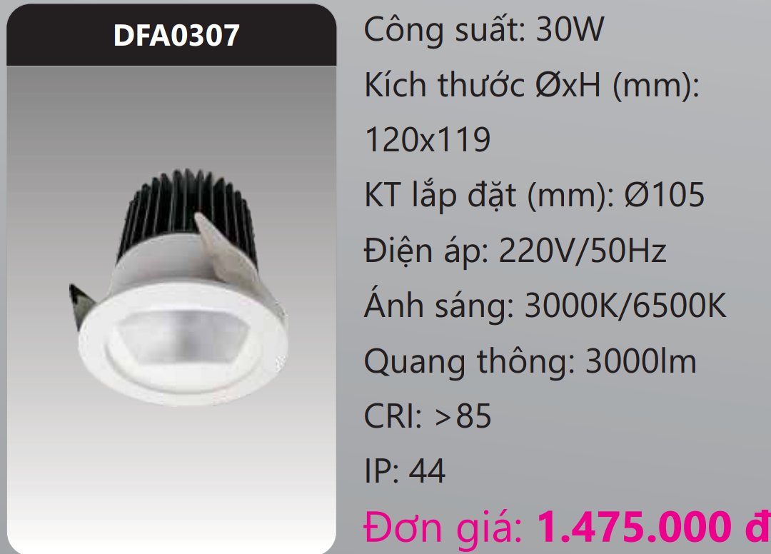 ĐÈN LED DOWNLIGHT ÂM TRẦN 30W DUHAL DFA0307