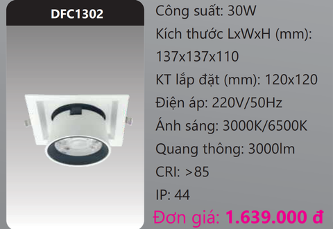  ĐÈN LED DOWNLIGHT ÂM TRẦN CHIẾU ĐIỂM 30W DUHAL DFC1302 