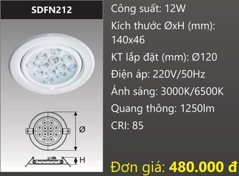  ĐÈN ÂM TRẦN LED CHIẾU ĐIỂM 12W DUHAL DFN212 