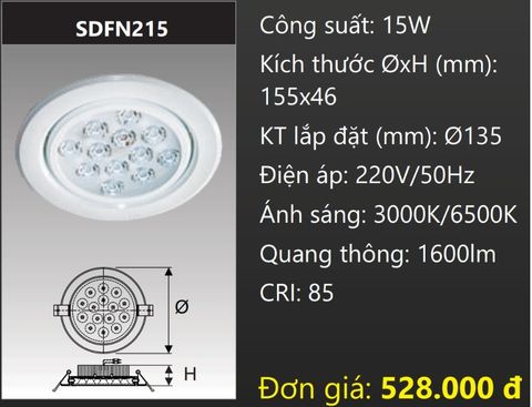  ĐÈN ÂM TRẦN LED CHIẾU ĐIỂM 15W DUHAL DFN215 