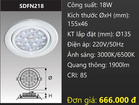  ĐÈN ÂM TRẦN LED CHIẾU ĐIỂM 18W DUHAL DFN218 