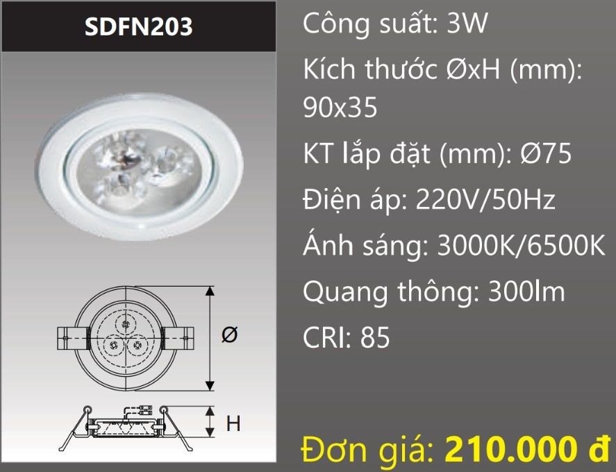 ĐÈN ÂM TRẦN LED CHIẾU ĐIỂM 3W DUHAL DFN203