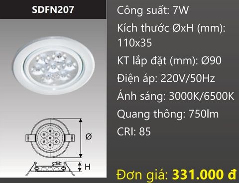  ĐÈN ÂM TRẦN LED CHIẾU ĐIỂM 7W DUHAL DFN207 