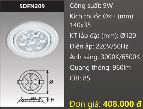  ĐÈN ÂM TRẦN LED CHIẾU ĐIỂM 9W DUHAL DFN209 