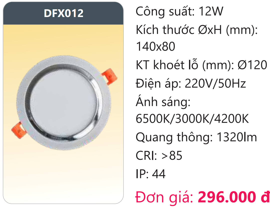 ĐÈN LED DOWNLIGHT ÂM TRẦN ĐỔI BA MÀU DUHAL DFX012 / 12W