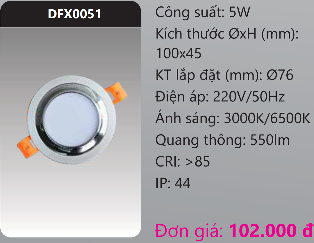 ĐÈN LED DOWNLIGHT ÂM TRẦN TRANG TRÍ VIỀN MÀU DUHAL DFX0051 / 5W