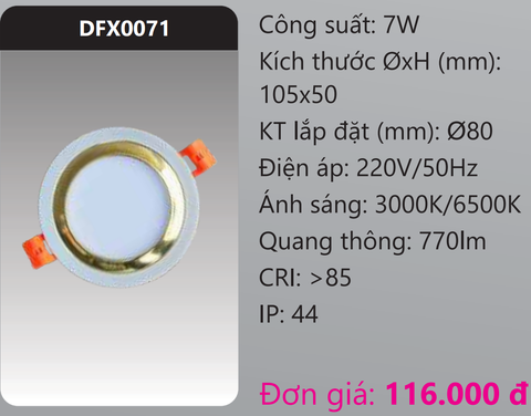  ĐÈN LED DOWNLIGHT ÂM TRẦN TRANG TRÍ VIỀN MÀU DUHAL DFX0071 / 7W 