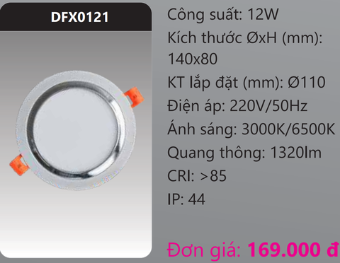  ĐÈN LED DOWNLIGHT ÂM TRẦN TRANG TRÍ VIỀN MÀU DUHAL DFX0121 / 12W 