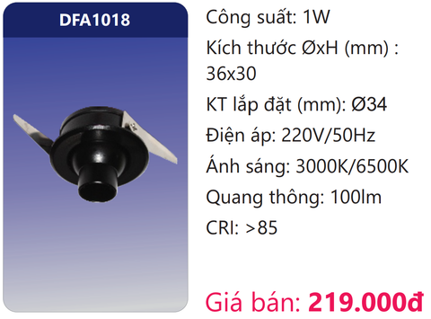  ĐÈN LED MINI ÂM TRẦN CHIẾU ĐIỂM TRANG TRÍ 1W DUHAL DFA1018 