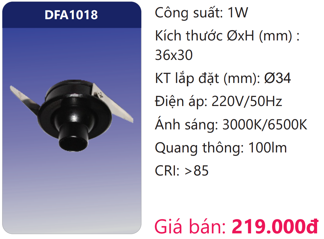 ĐÈN LED MINI ÂM TRẦN CHIẾU ĐIỂM TRANG TRÍ 1W DUHAL DFA1018